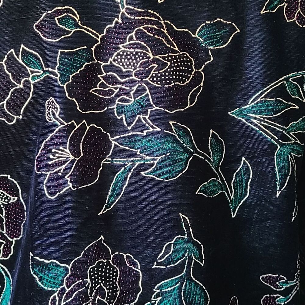 Norton McNaughton Petites Blazer 10 P Black Gold Floral Roses Unlined Holiday - Picture 3 of 13